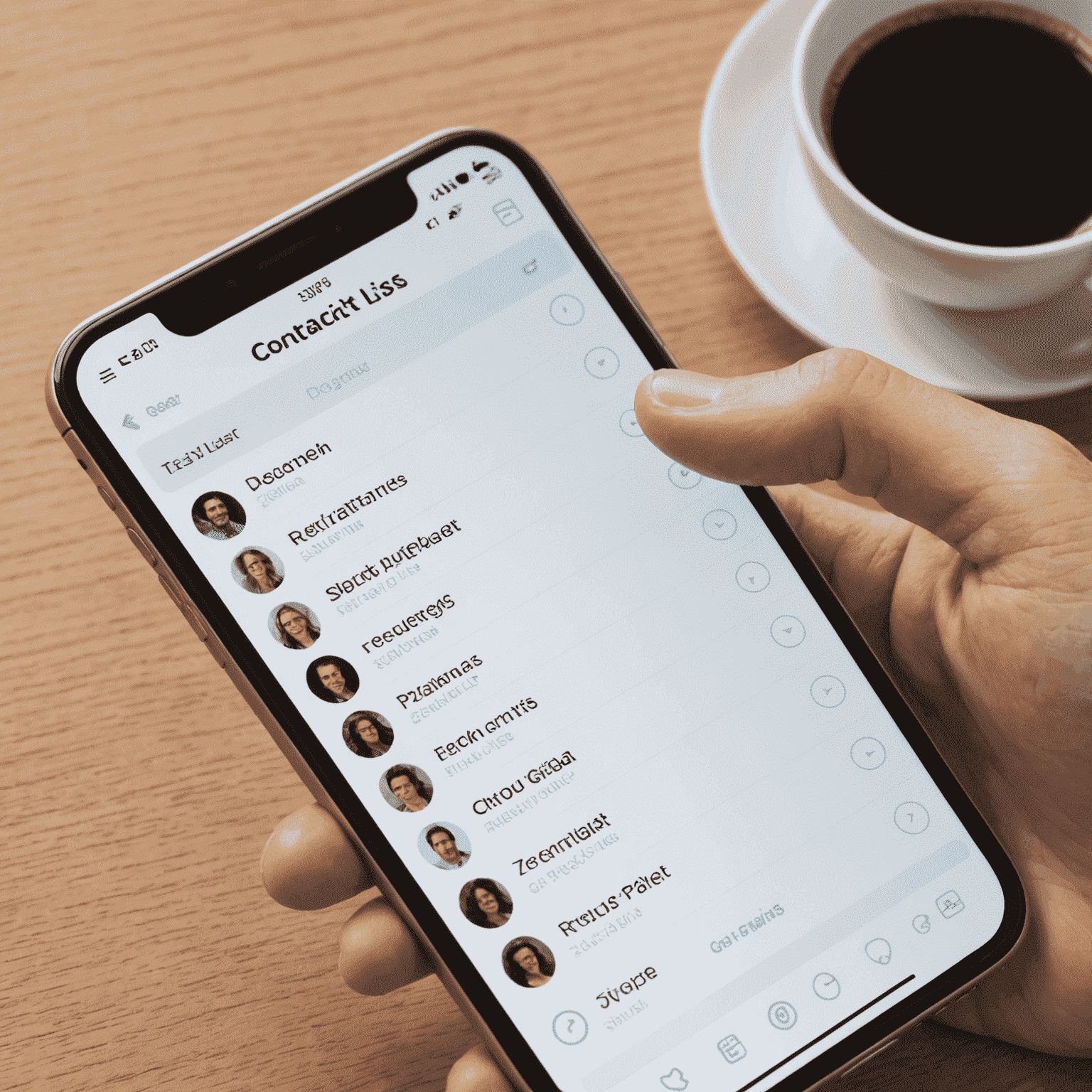 صورة توضيحية لقائمة جهات الاتصال على شاشة هاتف، مع إبراز عملية اختيار المستلم